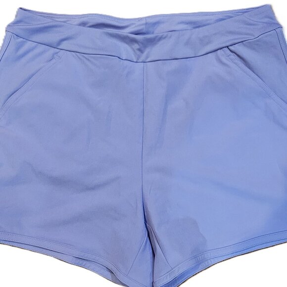 Lands' End Big Girls size 16 two-piece bathing suit purple bottoms tropical top - Picture 3 of 6